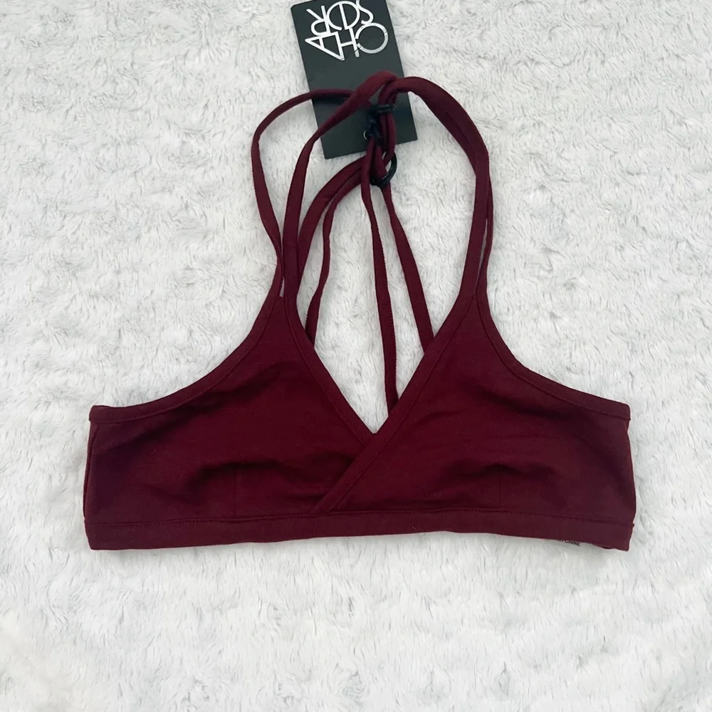 NWT- CHASER Active Criss Cross Bralette Burgundy